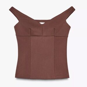 ZARA Women’s Brown Strapless Off-the-Shoulder Strapless Top NWT